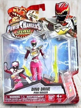 Pink Power Rangers Super Charge Dino Drive Figure Bandai Toy w/ Weapon